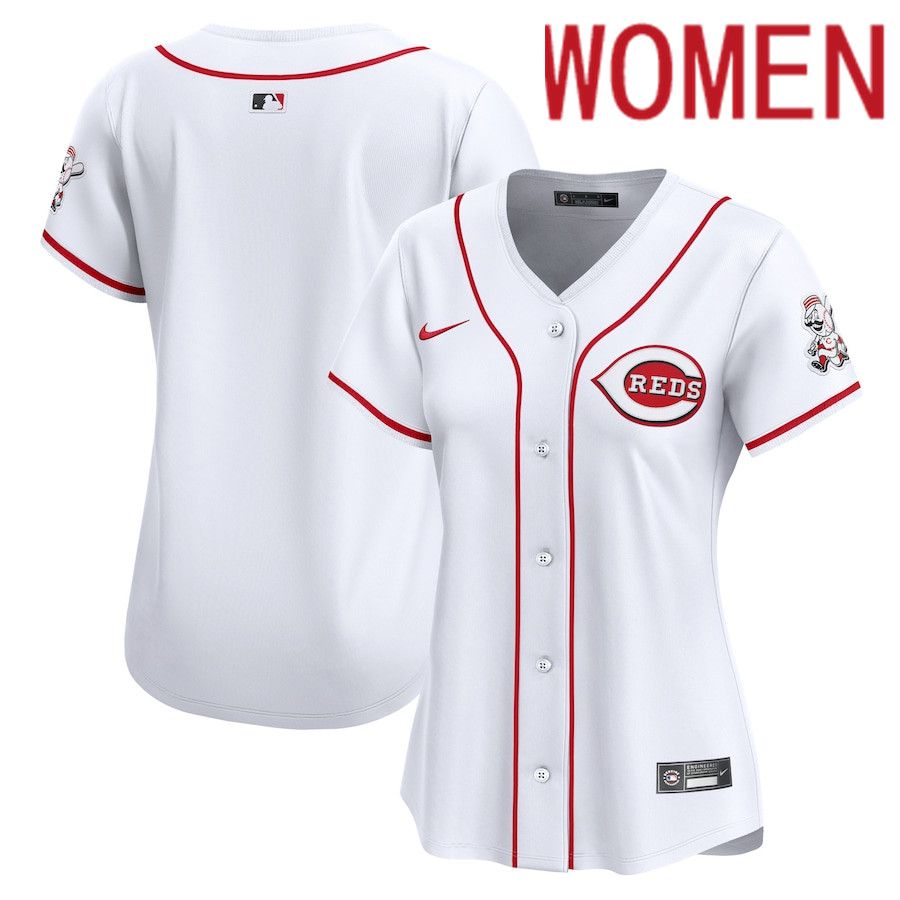 Women Cincinnati Reds Blank Nike White Home Limited MLB Jersey->customized mlb jersey->Custom Jersey